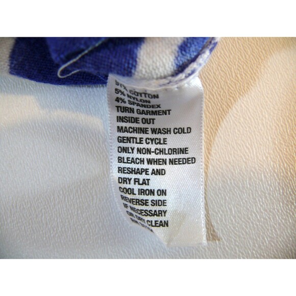 Crown & Ivy Blue Lime Green Geometric Cotton Blend Cardigan Sweater size SMALL - Picture 6 of 6